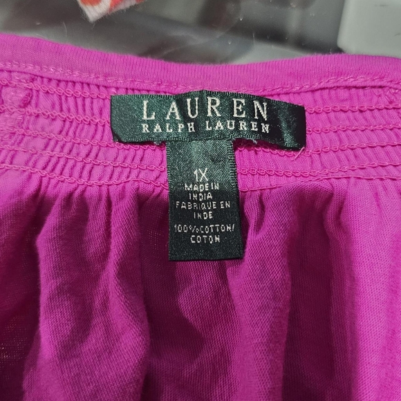 Magenta purple pink lauren ralph lauren womens boho cottage  tassel blouse - Picture 4 of 4